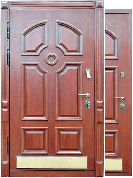 Стальная дверь со шпоном дуба в частный дом на заказ в Воронеже