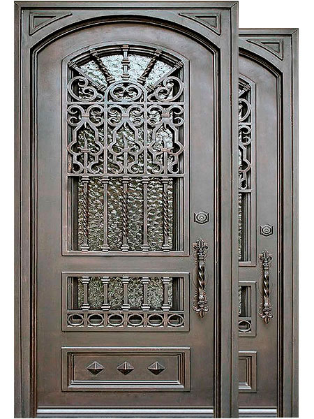 Купить кованые входные двери со стеклом и коваными решетками для частного дома